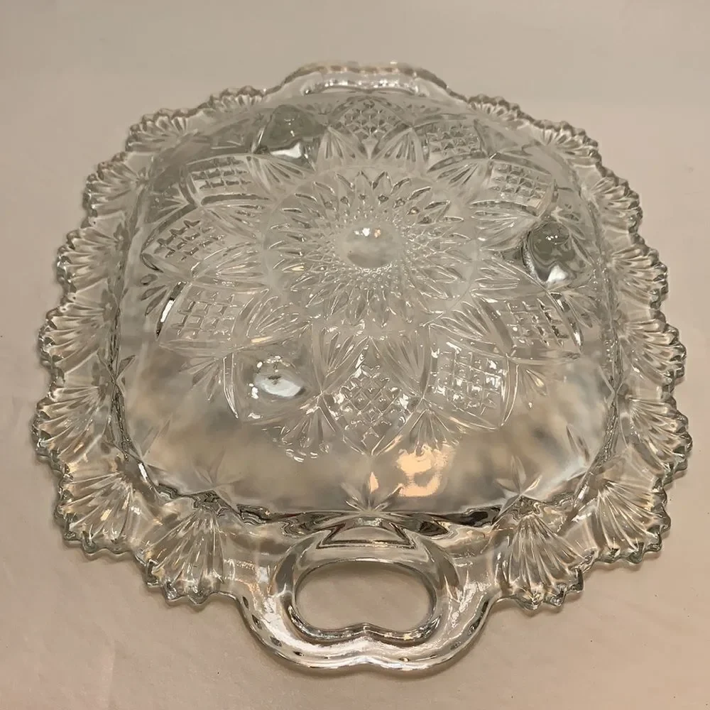 Pasari Vintage Crystal Cut Glass Square Candy Dish